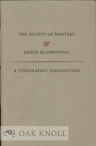 Joseph blumenthal notes - /,